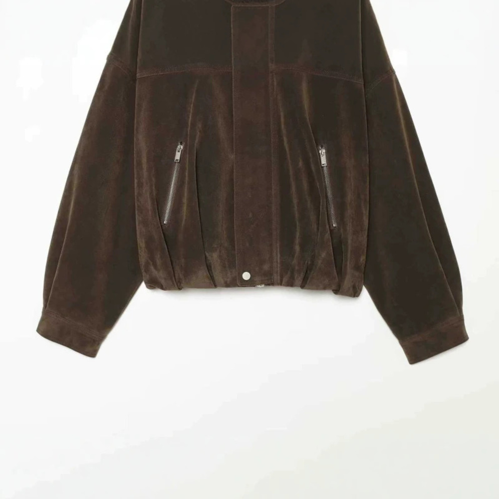 ZARA Fall Fashionable Versatile Suede Bomber Jacket